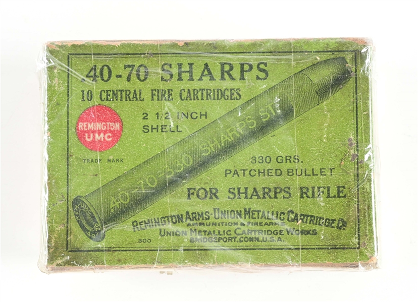 BOX OF REMINGTON-UMC .40-70 SHARPS AMMUNITION.