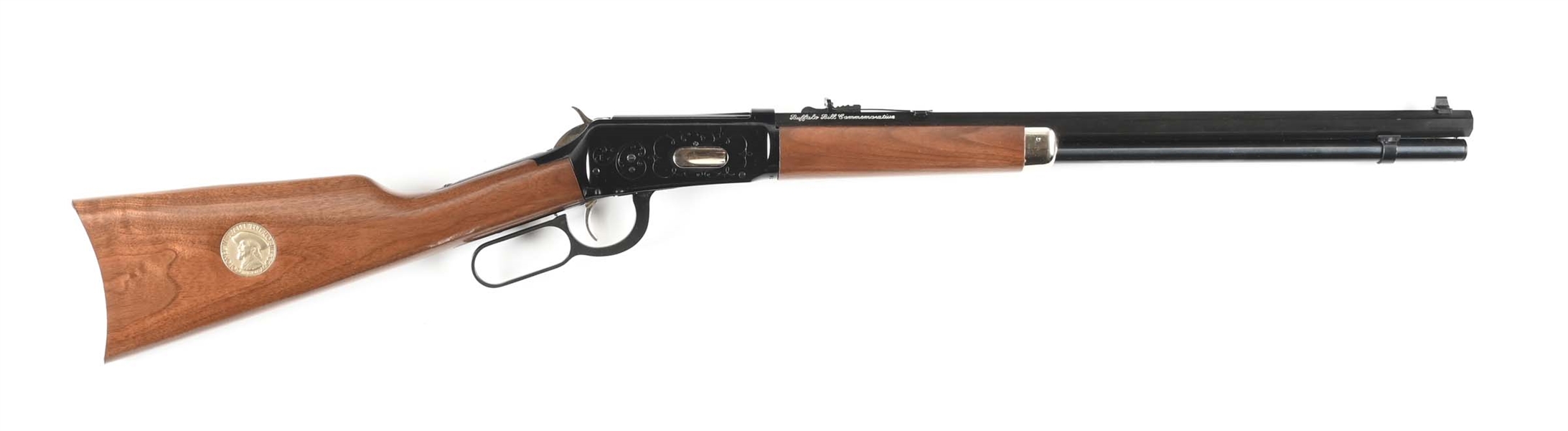 (C) "BUFFALO BILL" COMMEMRATIVE WINCHESTER MODEL 94 LEVER ACTION SHORT RIFLE WITH BOX, SLEEVE.