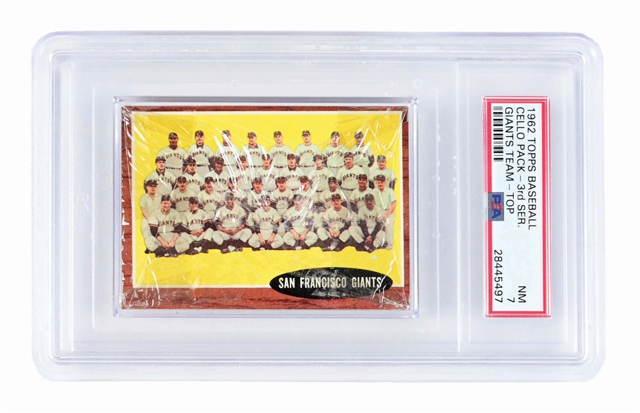 1962 TOPPS BASEBALL CELLO PACK - 3RD SER. GIANTS TEAM - TOP