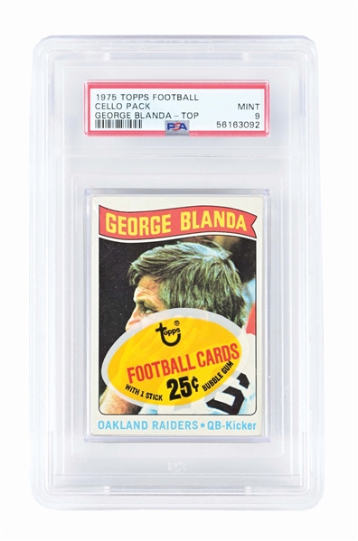 1975 TOPPS FOOTBALL CELLO PACK PSA 9 - GEORGE BLANDA