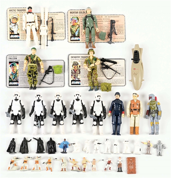 NICE LOT OF VINTAGE STAR WARS, G.I. JOE MAIL ORDER FIGURES & METAL SETS OF STAR WARS FIGURES