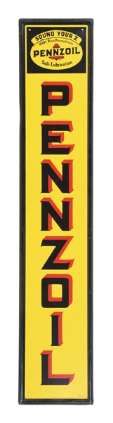 PENNZOIL MOTOR OIL SELF FRAMED TIN SIGN. 