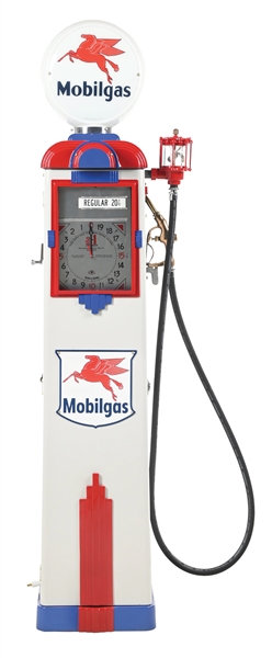 HAYES MODEL #AX600 CLOCK FACE GAS PUMP RESTORED IN MOBILGAS. 