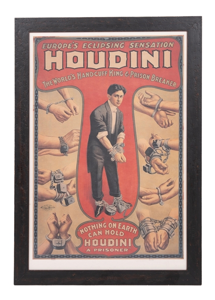 FRAMED HOUDINI PRINT W/ HOUDINI GRAPHIC