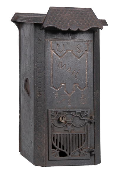 EARLY ORIGINAL CAST IRON WALL MAILBOX