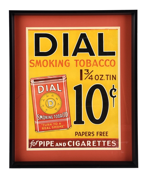 DIAL 10¢ SMOKING TOBACCO PAPER LITHOGRAPHED W/ DIAL TOBACCO TIN GRAPHIC