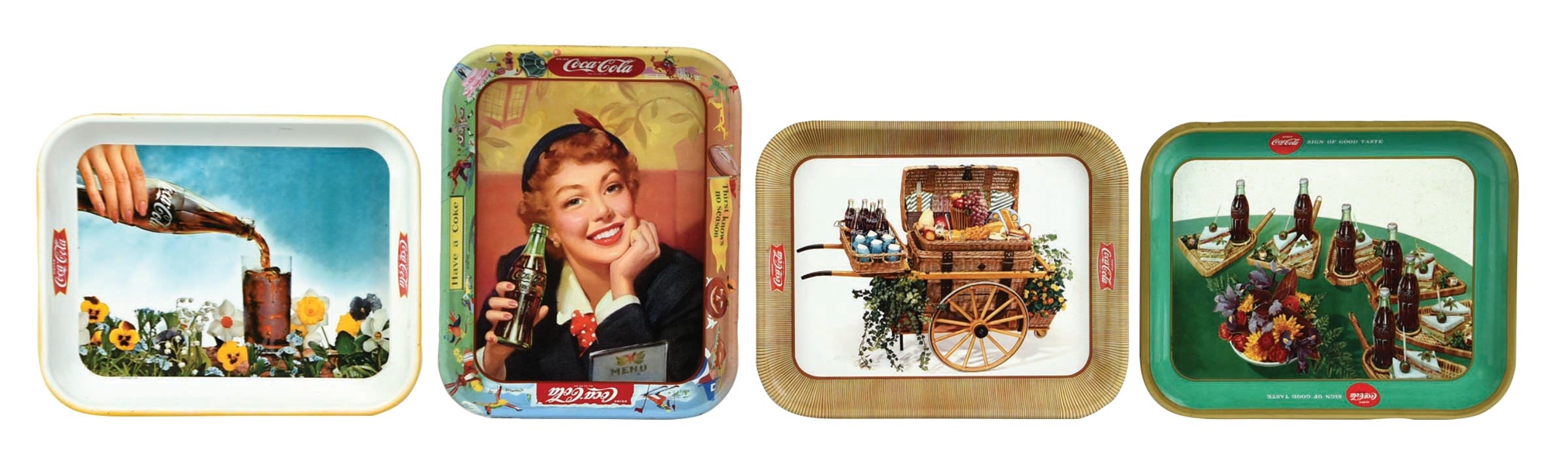 COLLECTION OF 4 COCA-COLA PAINTED METAL TRAY