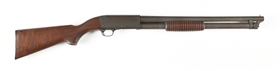 (C) SCARCE FULL CHOKED ITHACA MODEL 37 PARKERIZED 12 GAUGE SLIDE ACTION RIOT SHOTGUN.