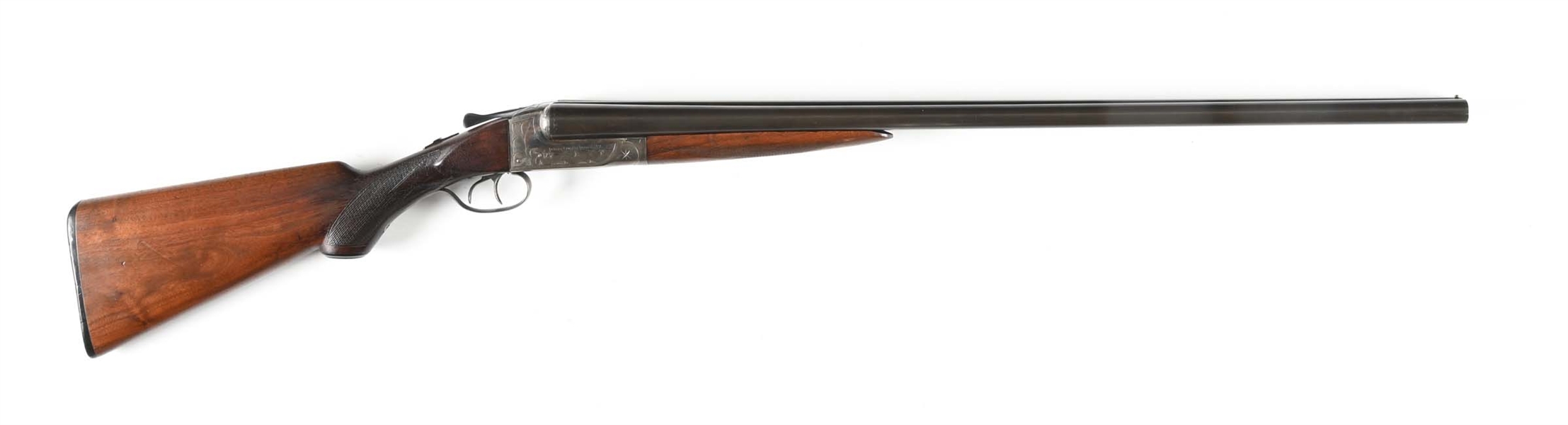 (C) ENGRAVED ITHACA FLUES SIDE BY SIDE 12 GAUGE SHOTGUN (1920).