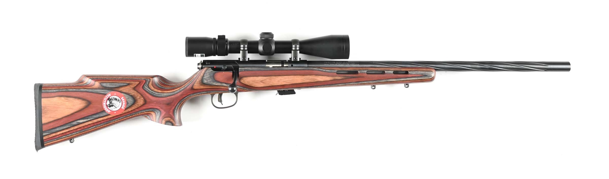 (M) LAMINATED STOCKED SAVAGE MARK II BOLT ACTION RIFLE.