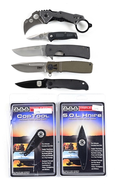 LOT OF 7: TACTICAL KNIVES. 