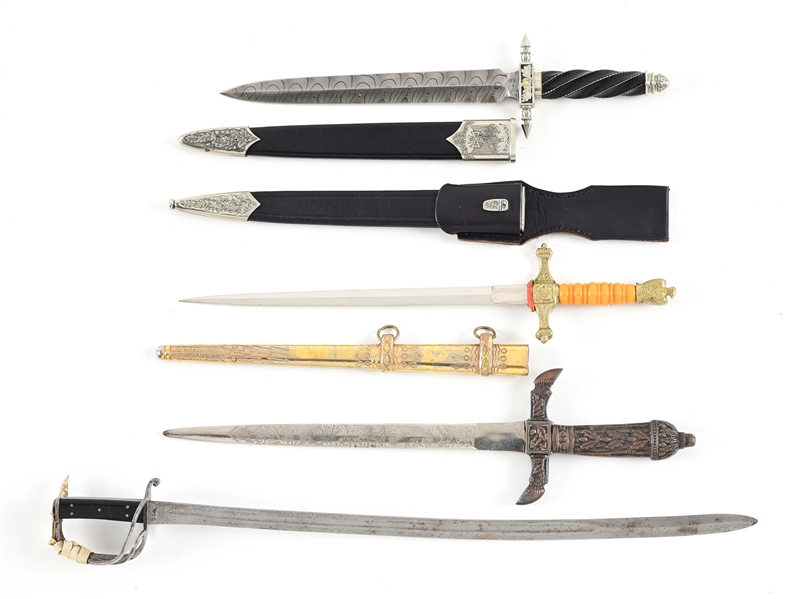 LOT OF 4: MINIATURE DAGGERS AND SWORDS. #3051, #1170, #1171, #1913