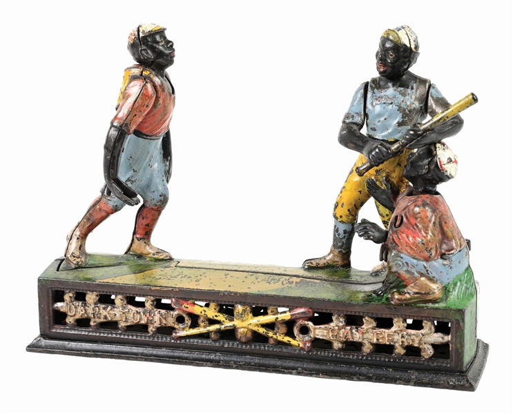 J. & E. STEVENS DARK TOWN BATTERY CAST IRON MECHANICAL BANK