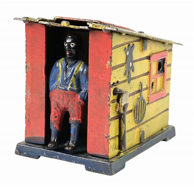 J. & E. STEVENS CABIN CAST IRON MECHANICAL BANK