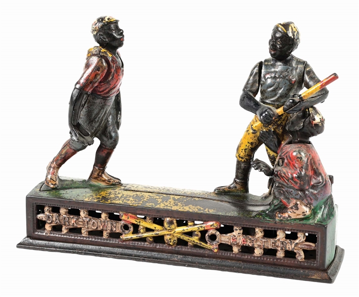 J. & E. STEVENS DARK TOWN BATTERY CAST IRON MECHANICAL BANK