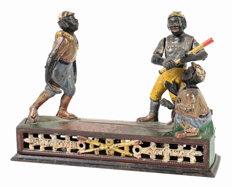 J. & E. STEVENS DARKTOWN BATTERY CAST IRON MECHANICAL BANK