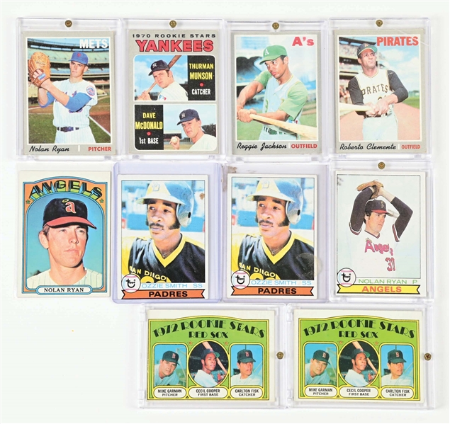 LOT OF 10: VARIOUS TOPPS MOSTLY HALL OF FAME BASEBALL CARDS 