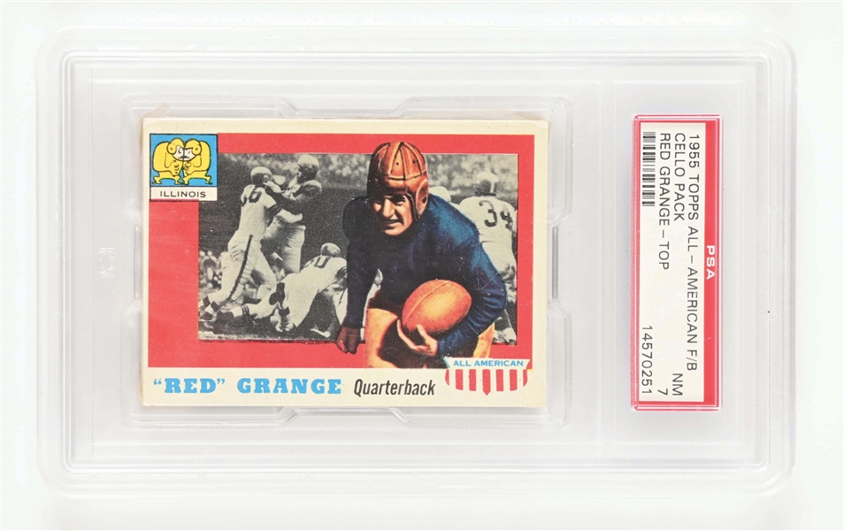 1955 TOPPS ALL - AMERICAN FOOTBALL CELLO PACK, RED GRANGE - TOP