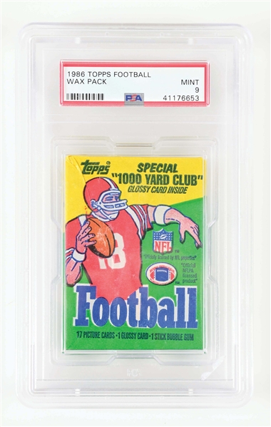 1986 TOPPS FOOTBALL CARDS WAX PACK PSA 9