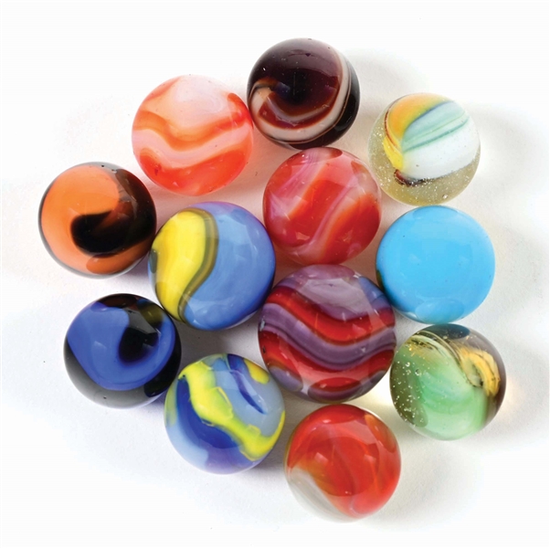 LOT OF 12: MIX OF AKRO MARBLES