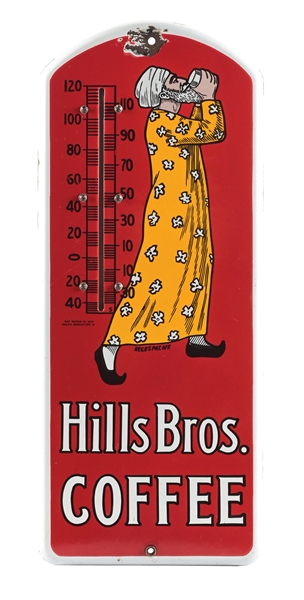 HILLS BROTHERS COFFEE PORCELAIN ADVERTISING THERMOMETER. 