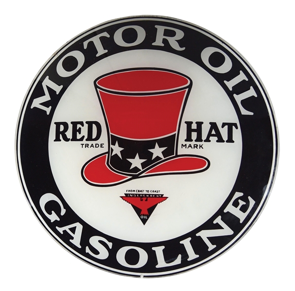 RED HAT GASOLINE & MOTOR OIL 15" GLOBE LENS. 