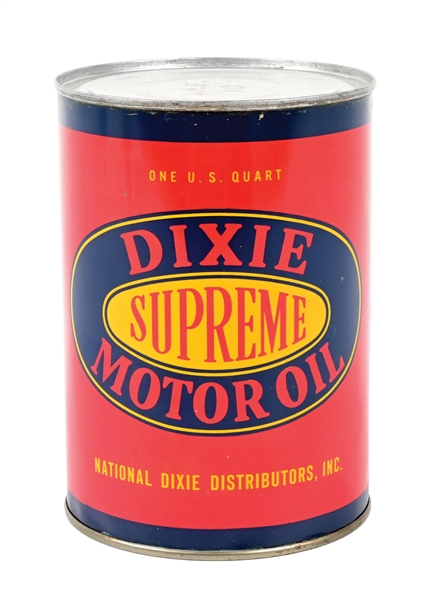 DIXIE SUPREME MOTOR OIL ONE QUART CAN. 