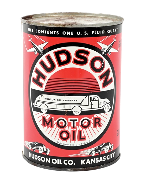 HUDSON MOTOR OIL ONE QUART CAN. 