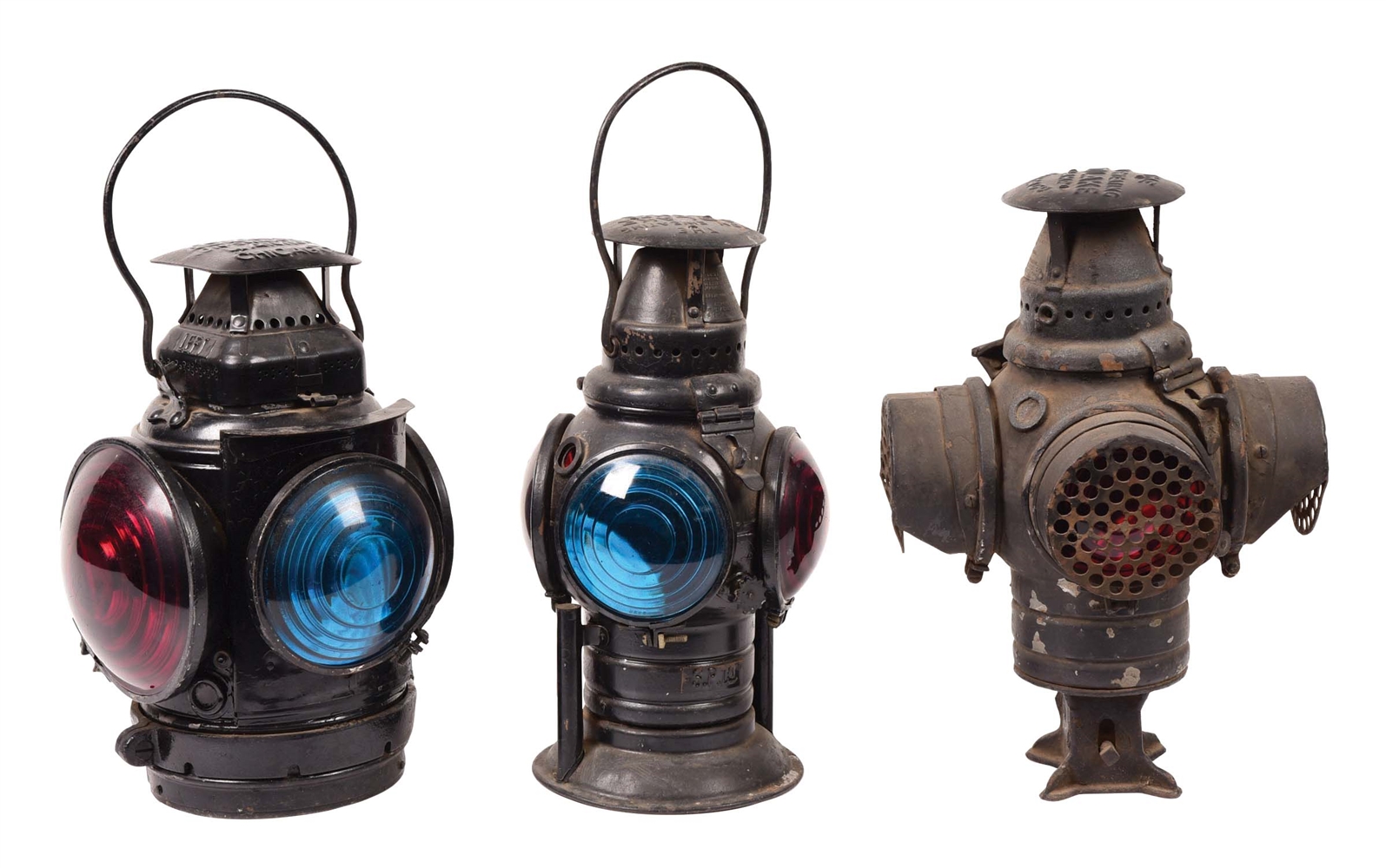 COLLECTION OF 3 ADLAKE RAILROAD SIGNAL LAMPS