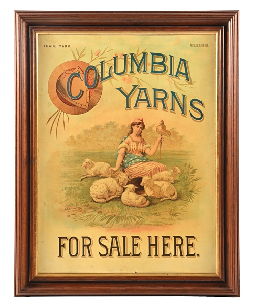 COLUMBIA YARNS "FOR SALE HERE" TIN SIGN