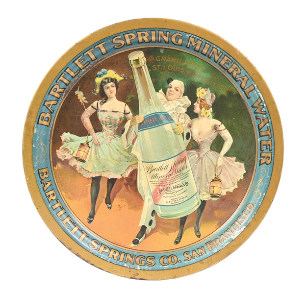 BARTLETT SPRING MINERAL WATER TIN ADVERTISING TRAY