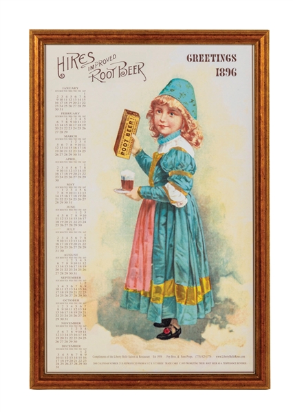 FRAMED HIRES PAPER LITHOGRAPHED CALENDAR W/ EARLY GIRL GRAPHIC