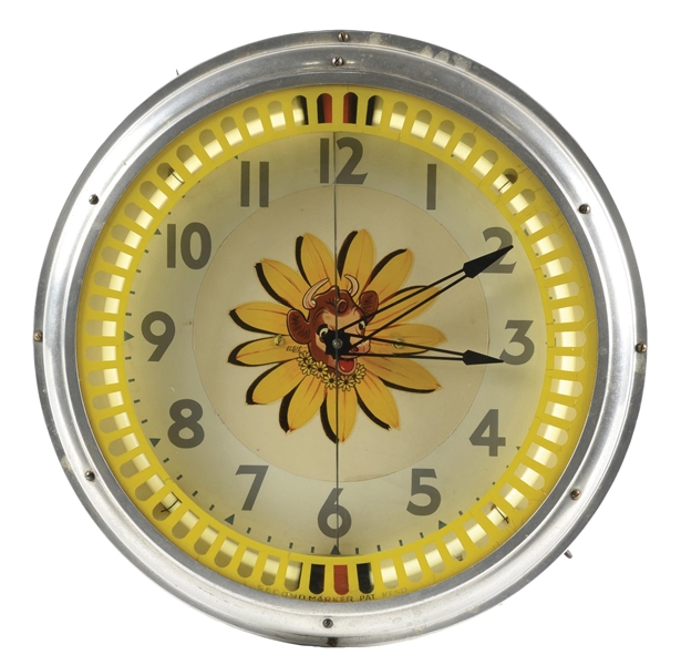 BORDENS MILK SPINNER CLOCK W/ ELSIE THE COW GRAPHIC