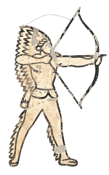 METAL CUTOUT OF NATIVE AMERICAN SHOOTING BOW AND ARROW