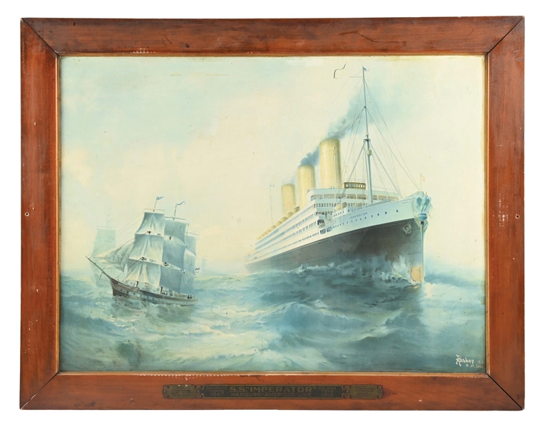 IMPORATOR SHIP LINES FRAMED TIN SIGN