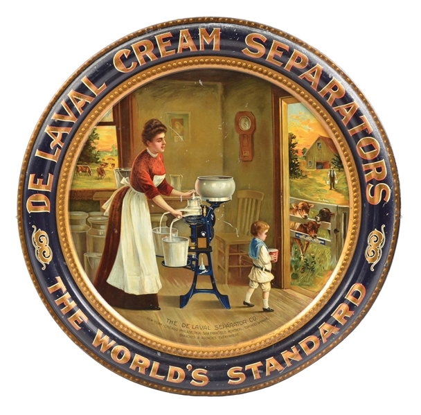 TIN DE LAVAL CREAM SEPARATOR SIGN W/ MOTHER & CHILD GRAPHIC