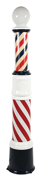 PORCELAIN AND CAST IRON ROTATING LIGHT-UP BARBER POLE