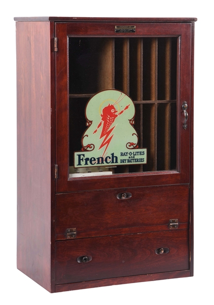 FRENCH RAY-O-LITES AND DRY BATTERIES DISPLAY CABINET