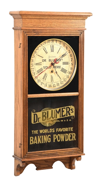 DR. BLUMERS "THE WORLDS FAVORITE BAKING POWDER" ADVERTISING WALL CLOCK