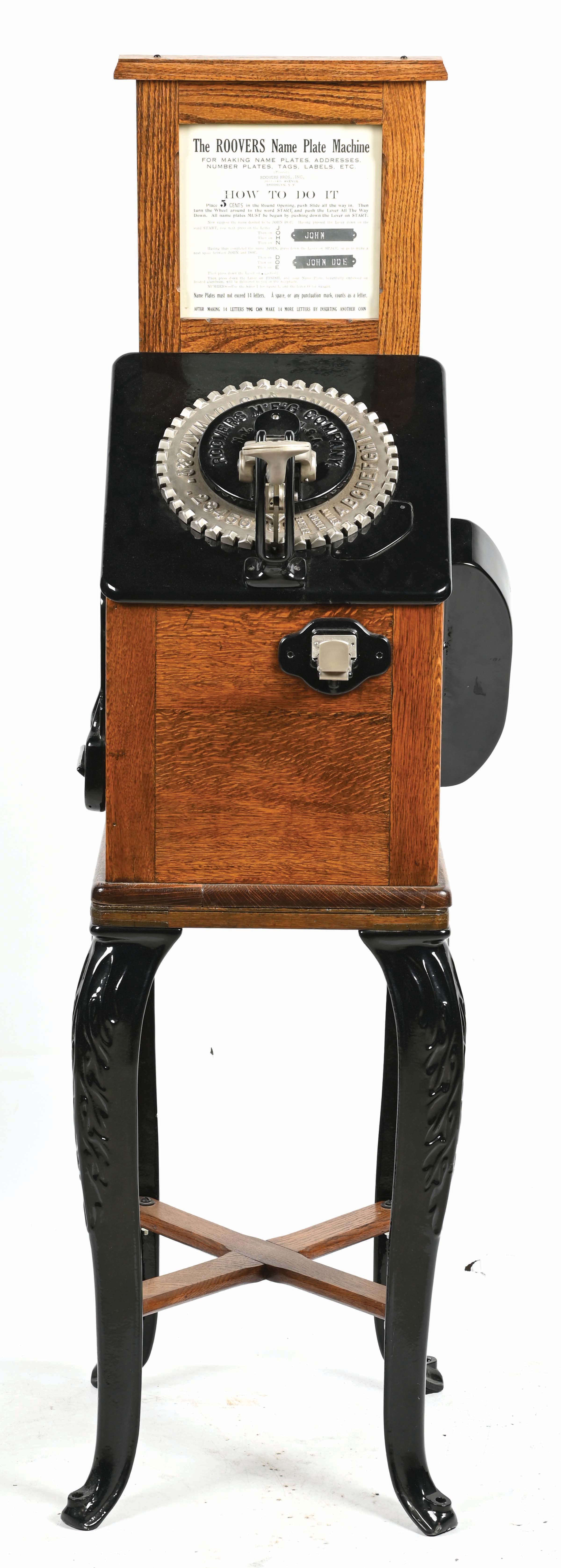 Hester Roovers Lot Detail - 5¢ THE ROOVERS BROS NAME PLATE STAMPING MACHINE