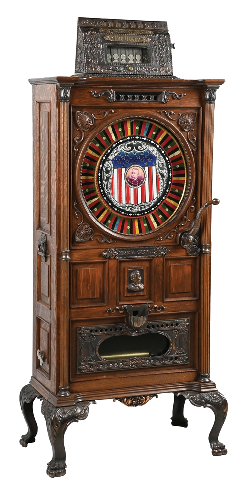 5¢ MILLS DEWEY UPRIGHT SLOT MACHINE WITH MUSIC