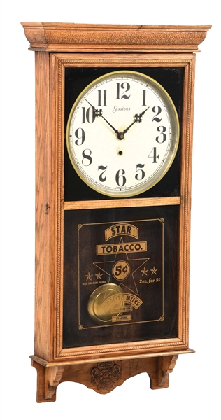 SESSIONS 5¢ STAR TOBACCO ADVERTISING WALL CLOCK