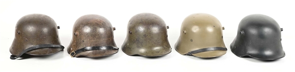 LOT OF 5: IMPERIAL GERMAN STAHLHELMS. 