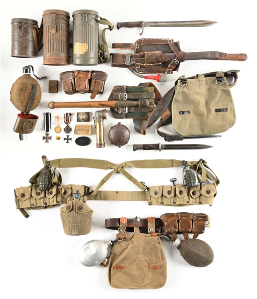 LOT OF MISCELLANEOUS WWI-WWII FIELD GEAR. 