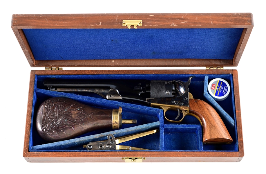 (A) UBERTI 1861 NAVY SINGLE ACTION PERCUSSION REVOLVER WITH CASE