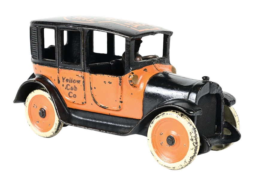 CAST IRON ARCADE YELLOW LINE TOY CAB