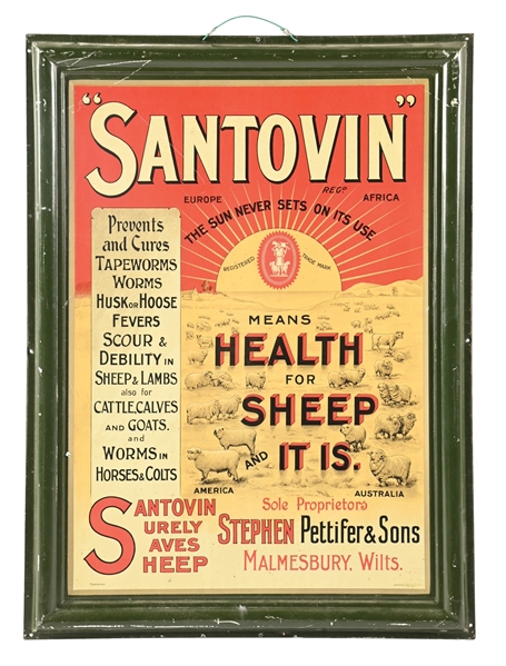 SANTOVIN SHEEP SELF FRAMED TIN SIGN