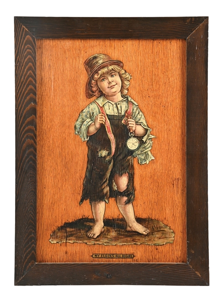 MY ELGINS ALL RIGHT WOOD SIGN W/ DUTCH BOY GRAPHIC