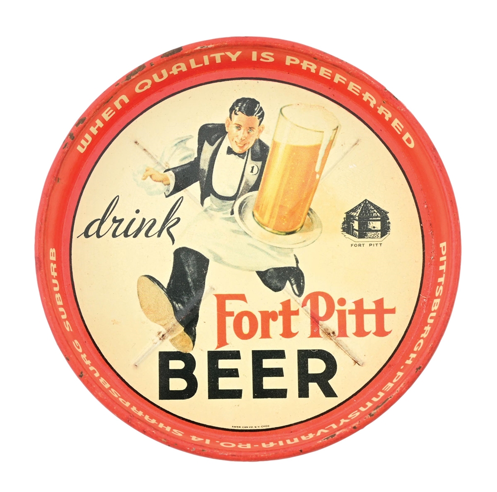 FORT PITT BEER RUNNING WAITER TIP TRAY