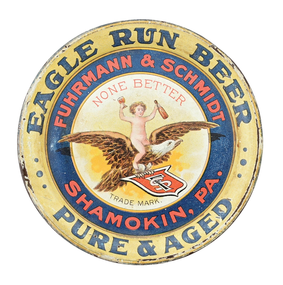 F&S BEER EAGLE RUN BEER CHERUB TIP TRAY